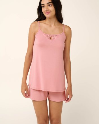 Plain Micromodal Babydoll with Lace