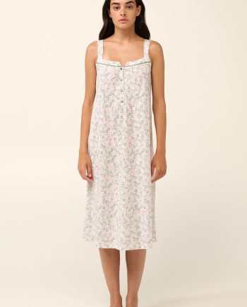 Sleeveless Summer Nightgown with Button Placket