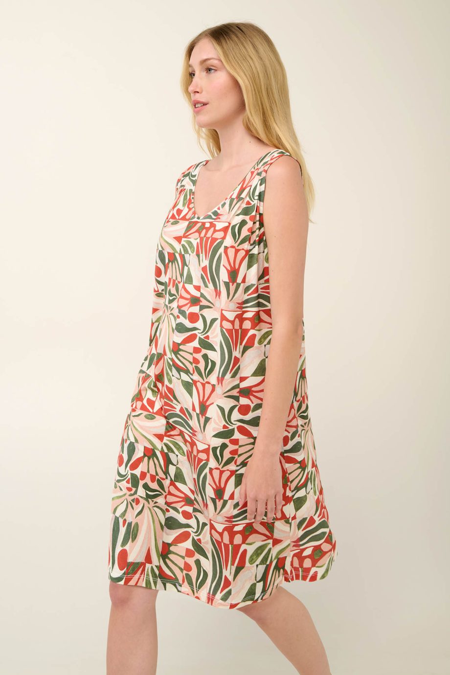 Sleeveless Summer Nightgown with Sicilian Floran Print