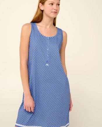 Sleeveless Summer Nightgown with Button Placket