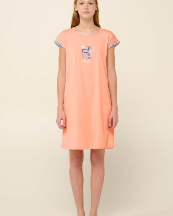 Cotton Summer Nightgown with Short Sleeves