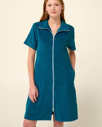 Plain Zipped Frottee Beachdress