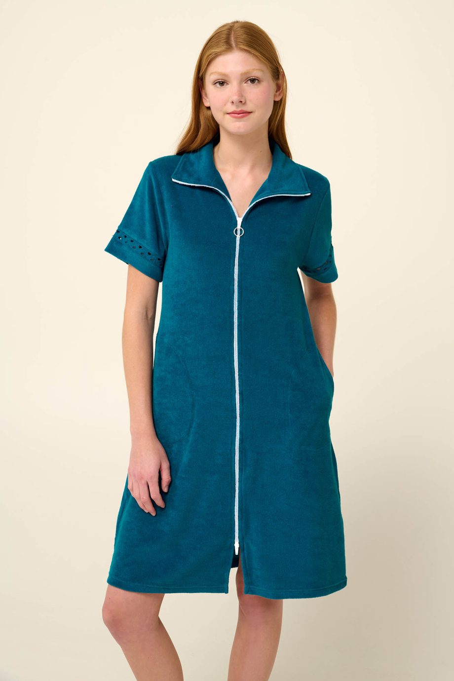 Plain Zipped Frottee Beachdress