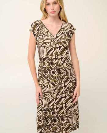 Viscose Summer Dress in With Pleat in Moroccan Tile Pattern