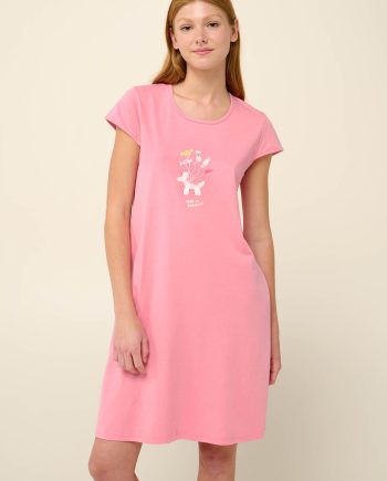 Cotton Summer Nightgown with Short Sleeves