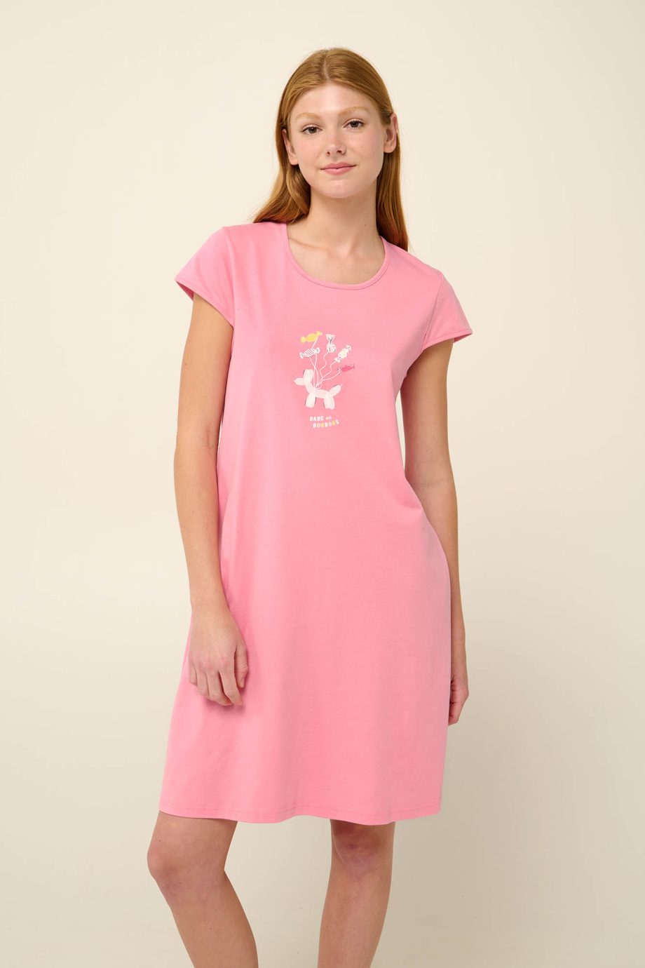 Cotton Summer Nightgown with Short Sleeves