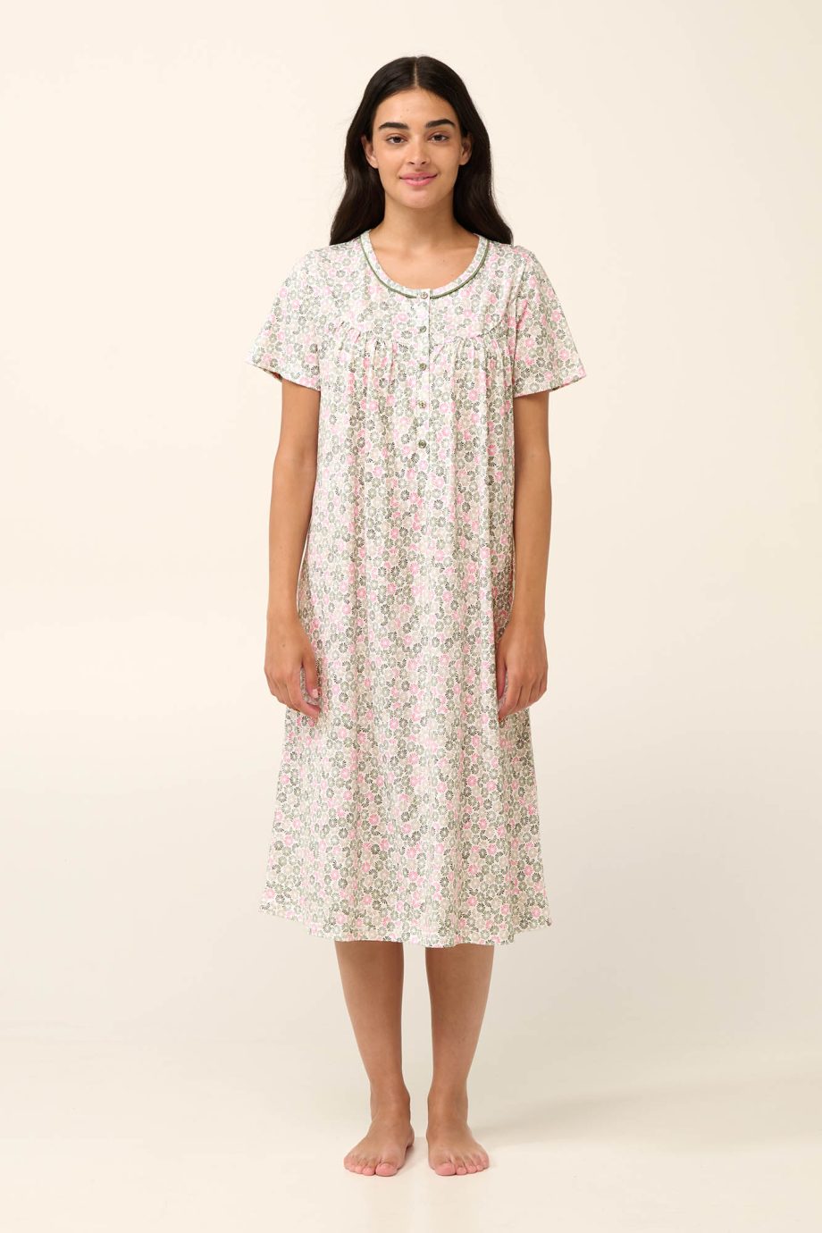 Cotton Nursing and Maternity Nightgown with Ruffles