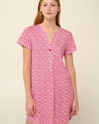 Cotton Summer Nightgown with V Neckline