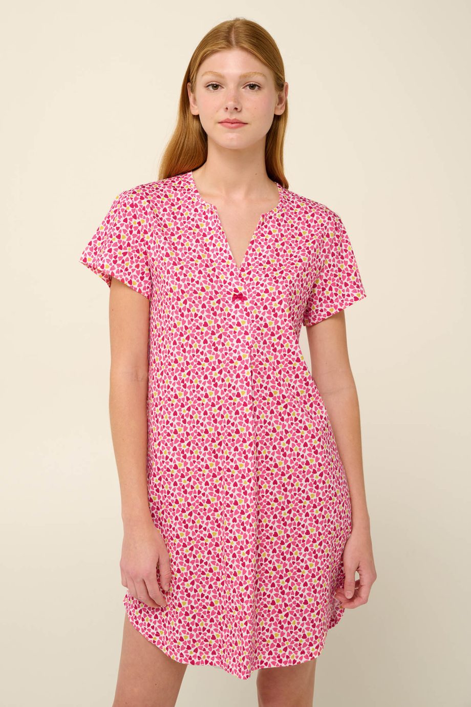 Cotton Summer Nightgown with V Neckline