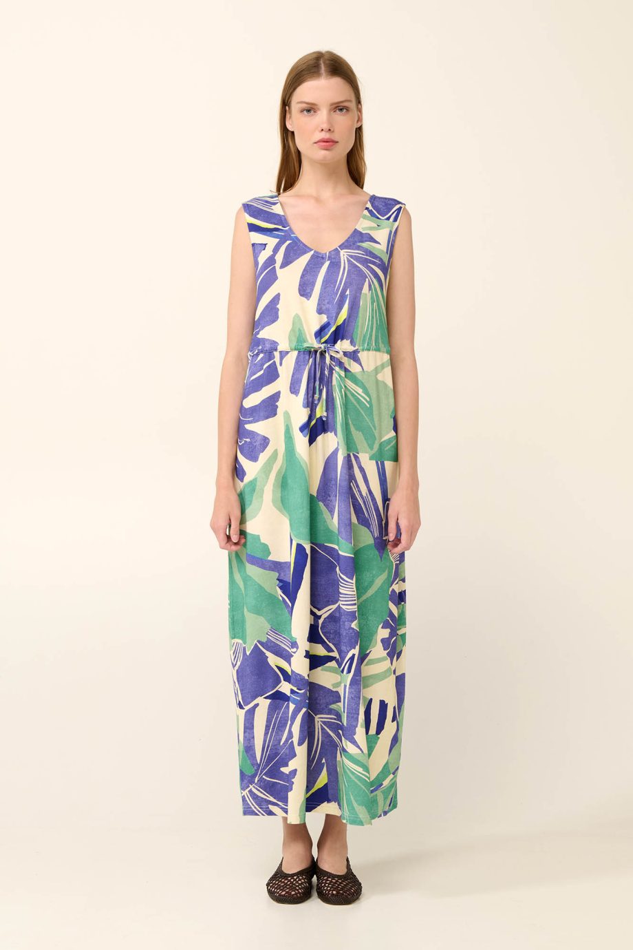 Viscose Maxi Summer Dress in Tropical Floral Print