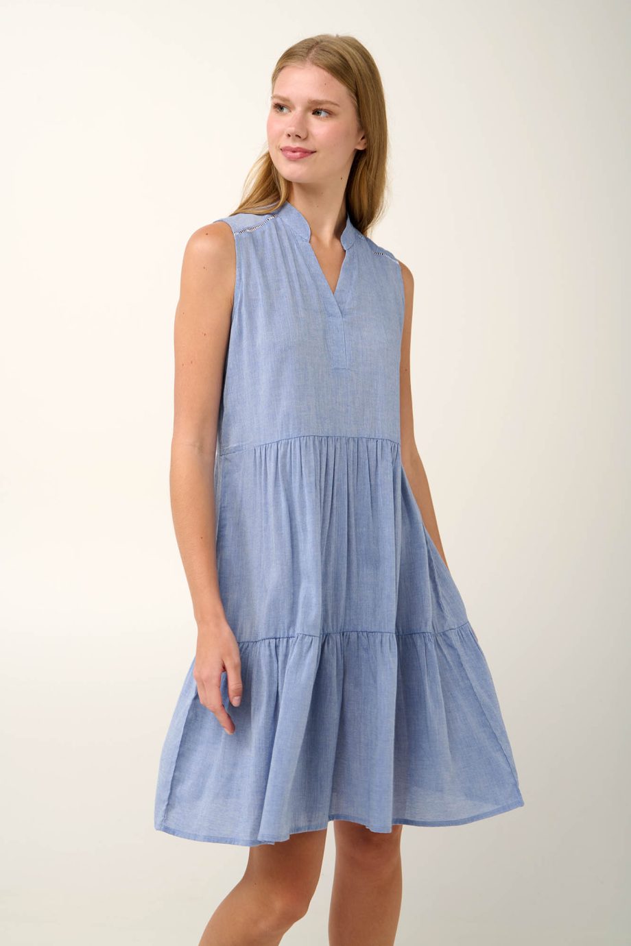 Sleeveless Summer Dress with V Neckline