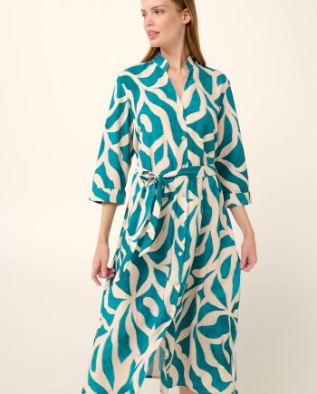 Poplin Summer Dress  in Emerald Leaf Print