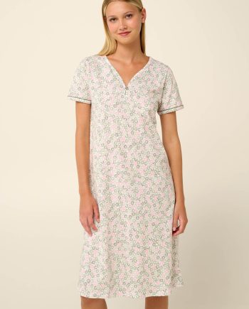 Cotton Nursing and Maternity Nightgown with Pleat