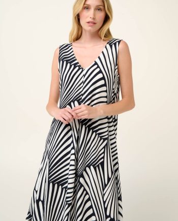 Sleeveless Poplin Summer Dress  in Abstract Zebra Pattern