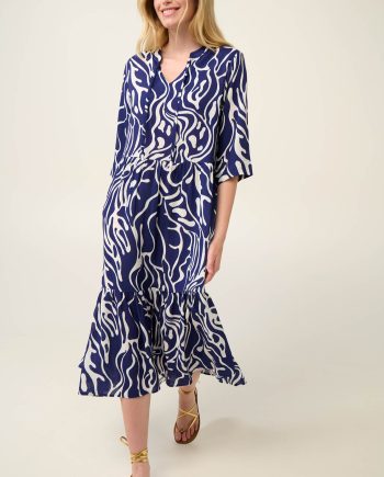 Poplin Midi Summer Dress in Aegean Print