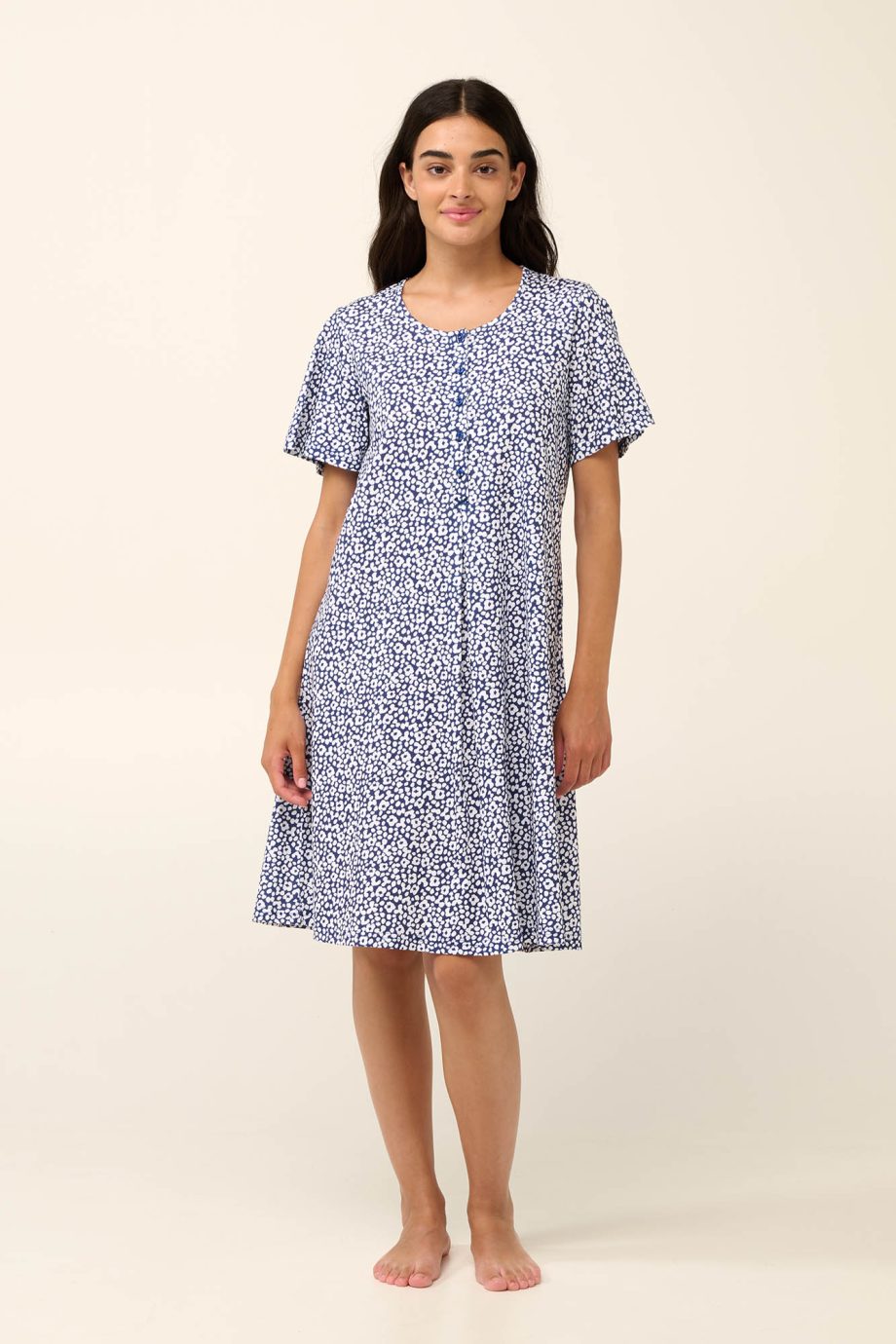 Cotton Nursing and Maternity Nightgown with Short Sleeves