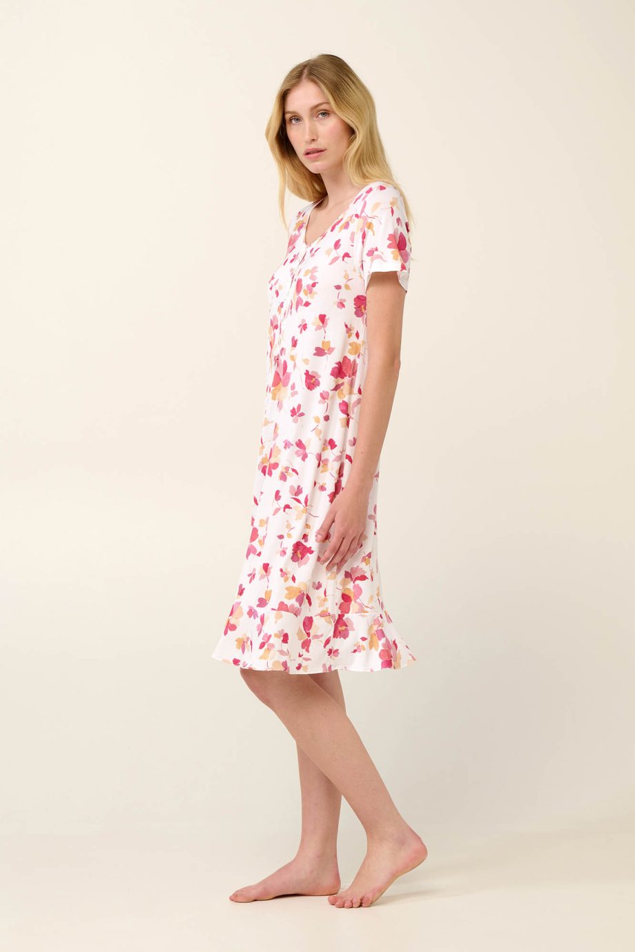 Summer Nightgown in Pastel Floral Print