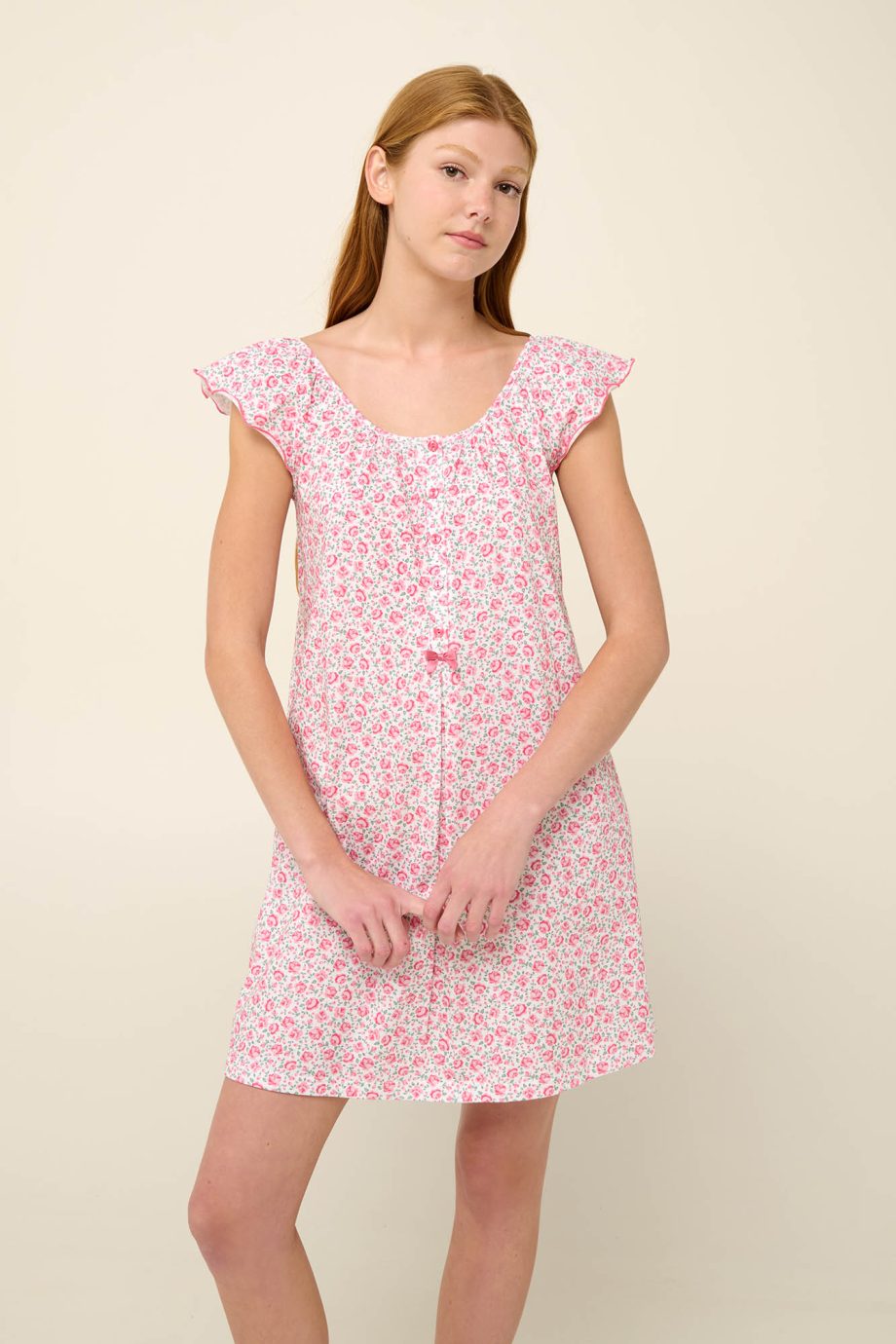 Cotton Summer Nightgown with Pleat