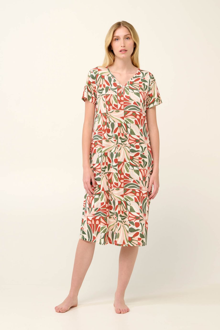 Airy Summer Nightgown with Sicilian Floran Print