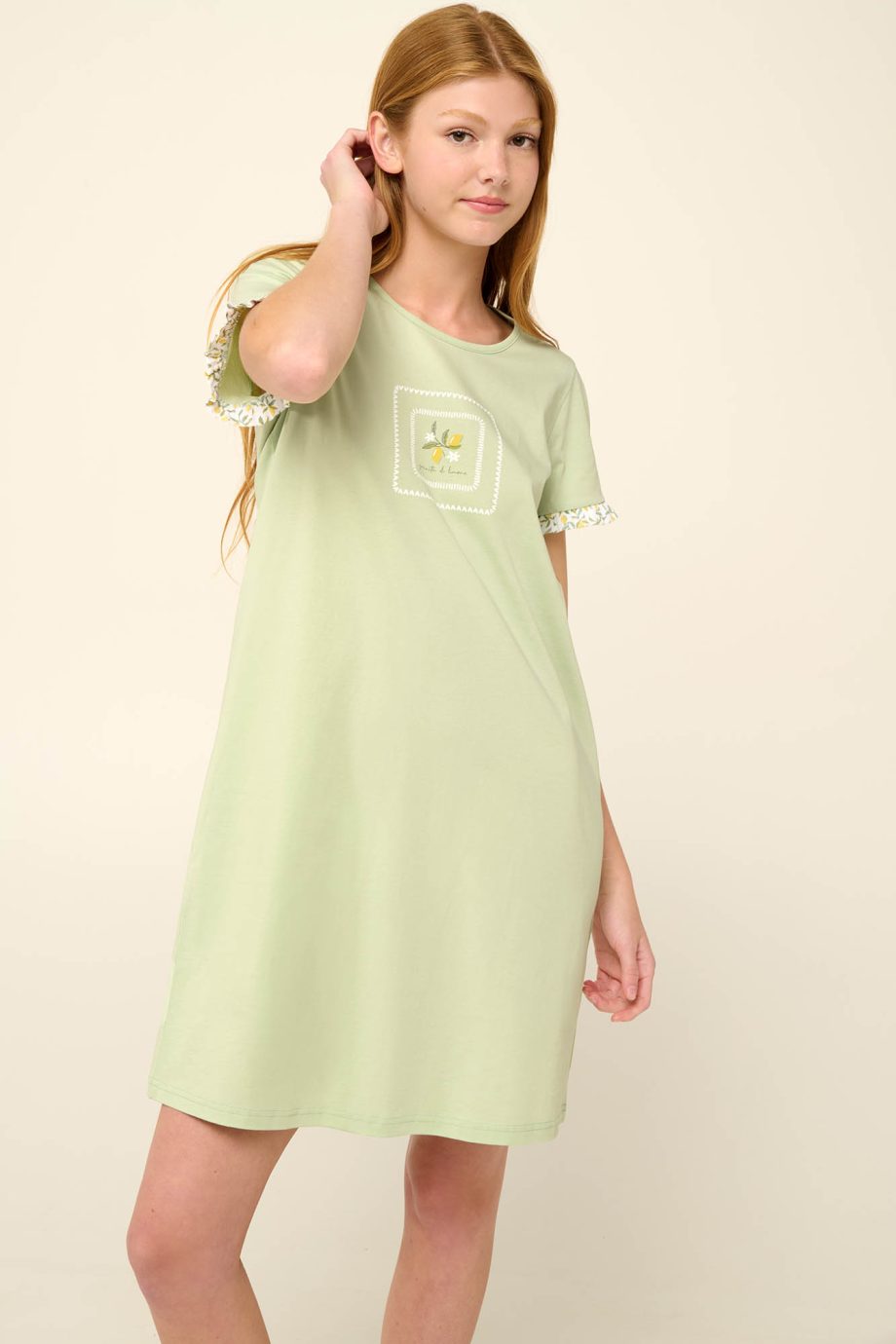 Cotton Summer Nightgown with Short Sleeves