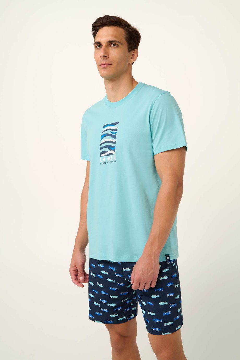 Cotton Men’s Pyjamas with Fish Doodles