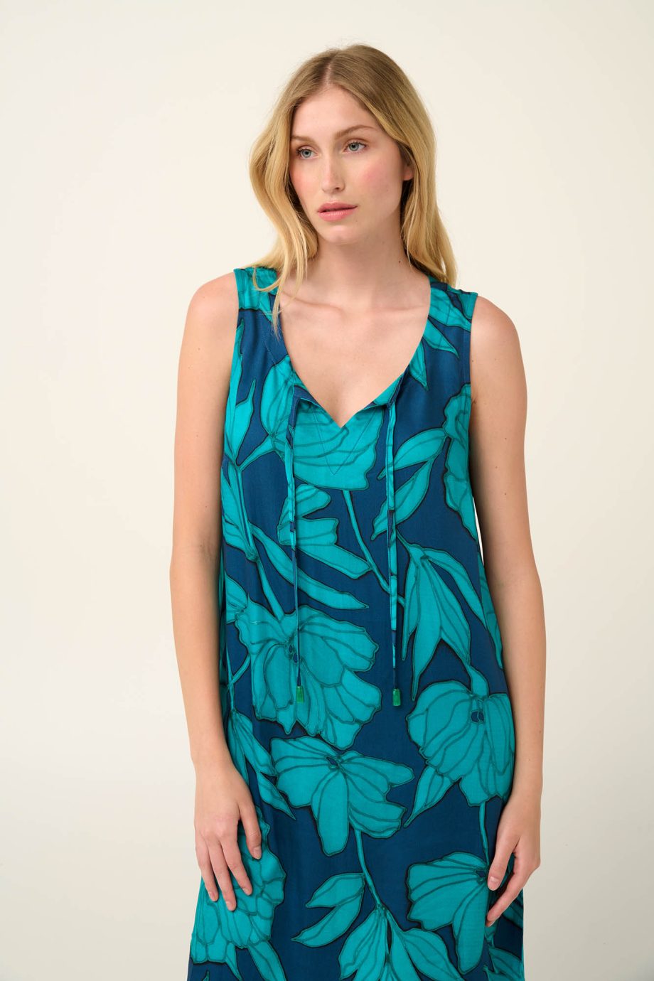 Poplin Summer Dress  in Linoleum Peony Print