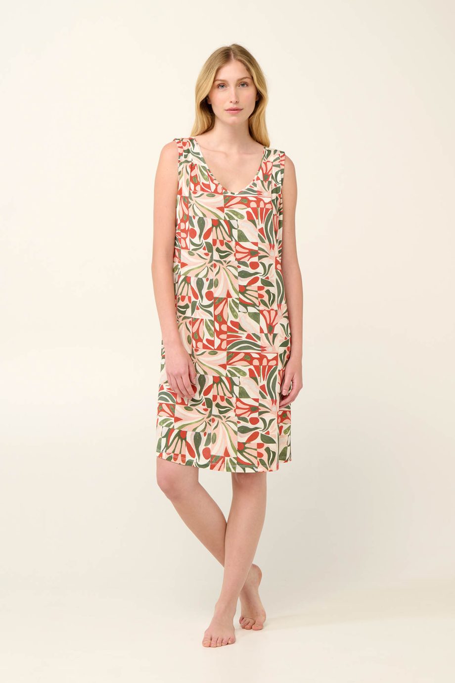 Sleeveless Summer Nightgown with Sicilian Floran Print