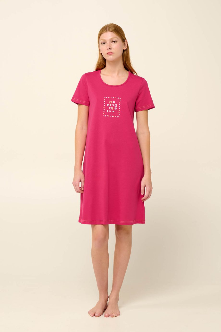 Cotton Summer Nightgown with Short Sleeves