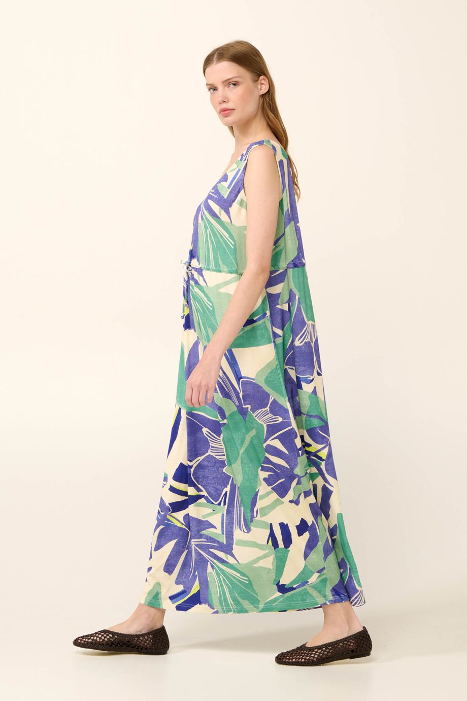 Viscose Maxi Summer Dress in Tropical Floral Print