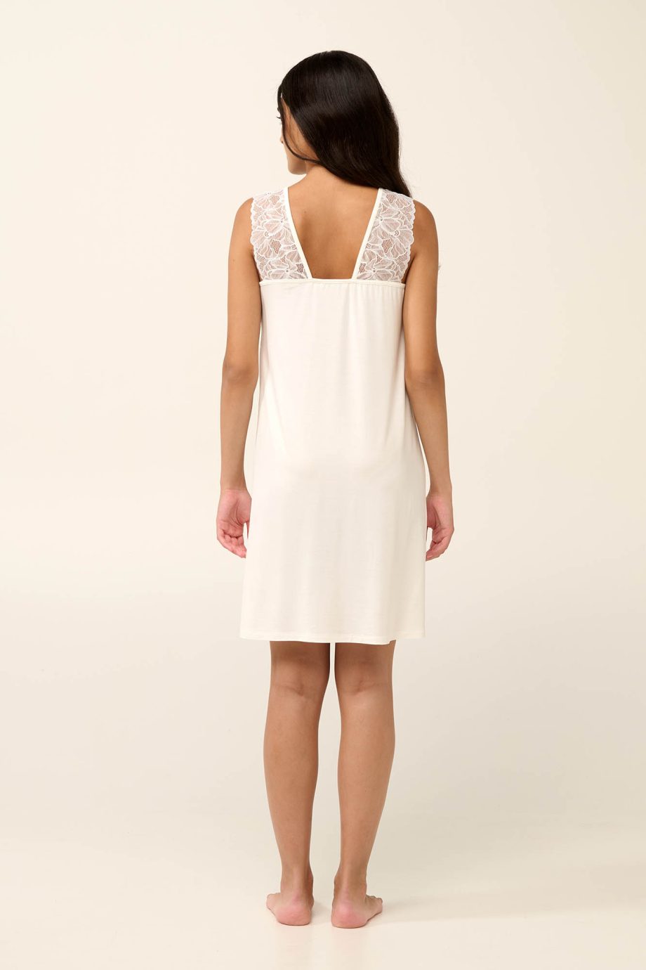 Sleeveless Summer Nightgown with Lace Back