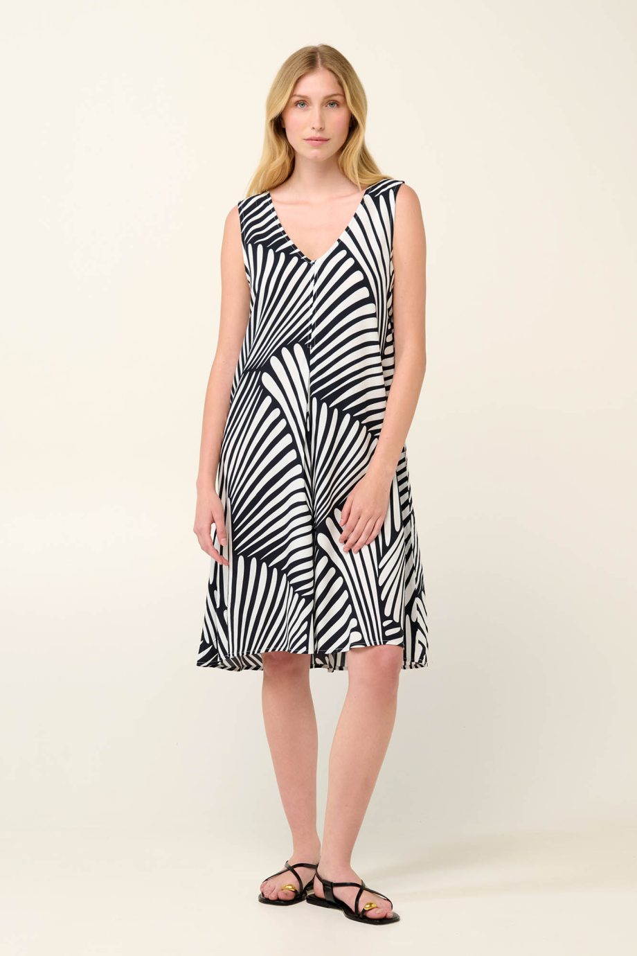 Sleeveless Poplin Summer Dress  in Abstract Zebra Pattern