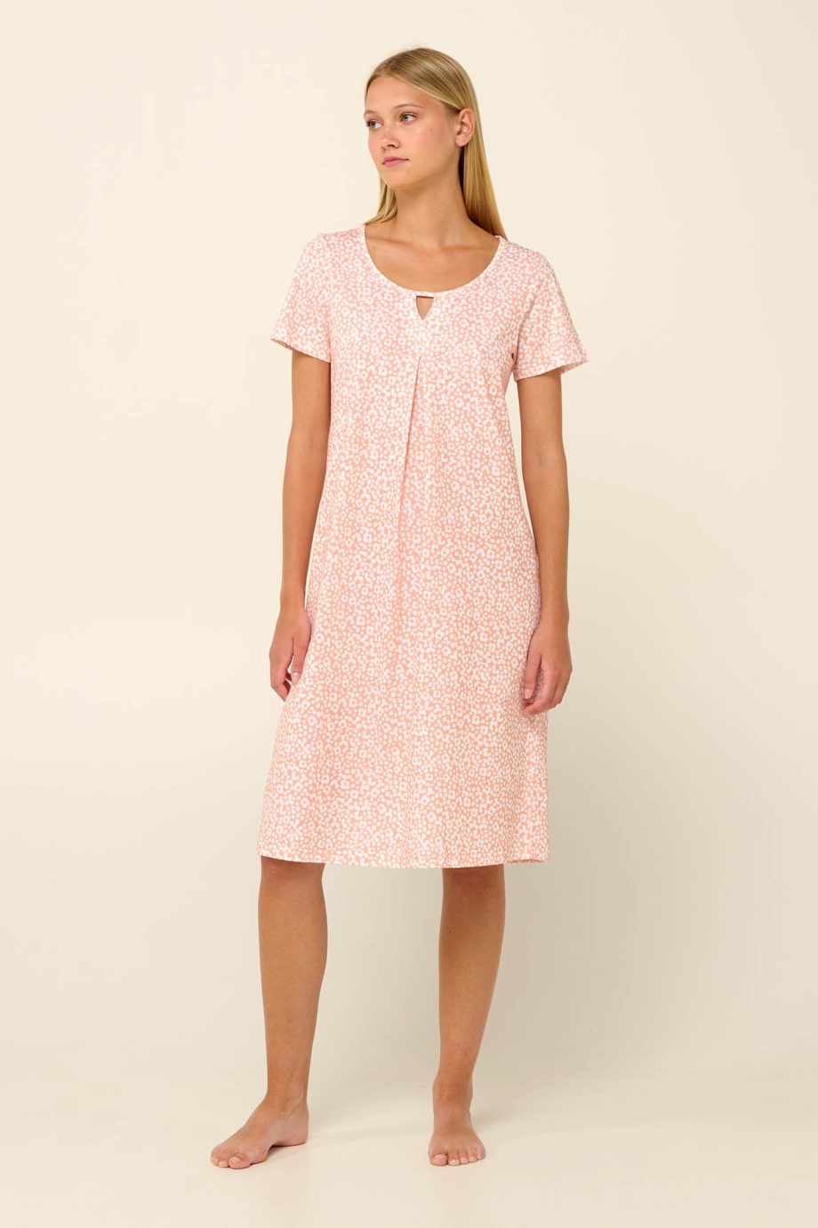 Cotton Summer Nightgown with Pleat