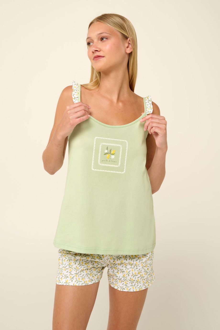 Cotton Babydoll with Citrus Lemonade Print