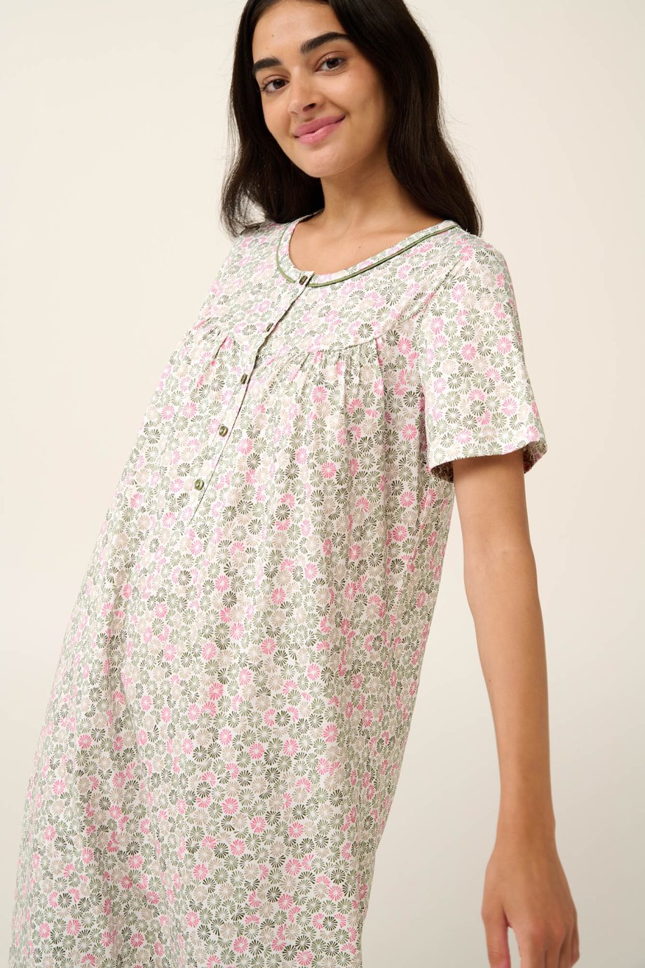 Cotton Nursing and Maternity Nightgown with Ruffles