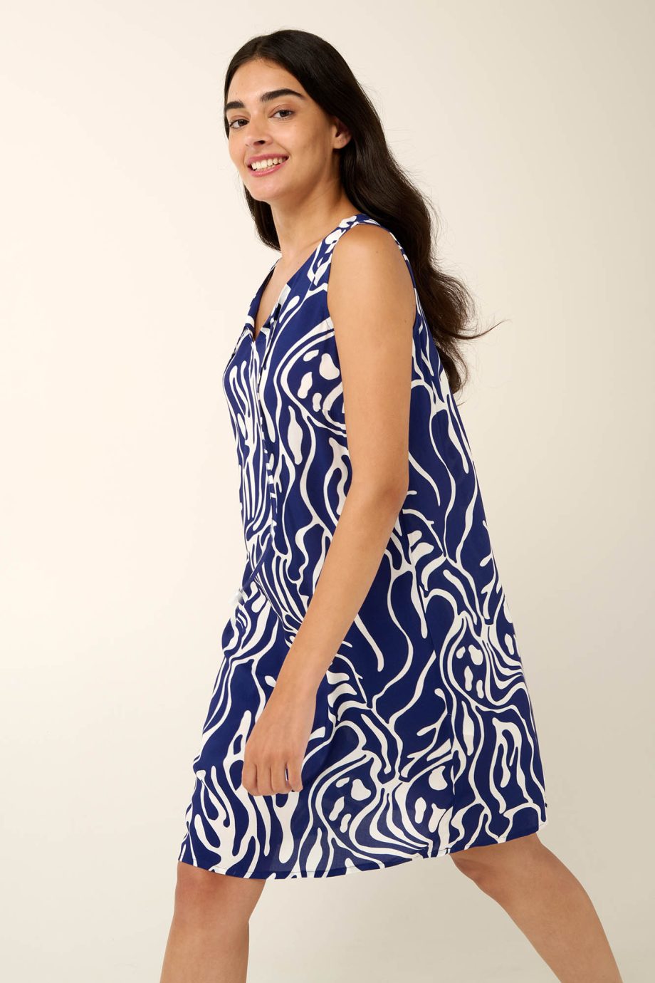 Sleeveless Summer Dress  with V Neckline