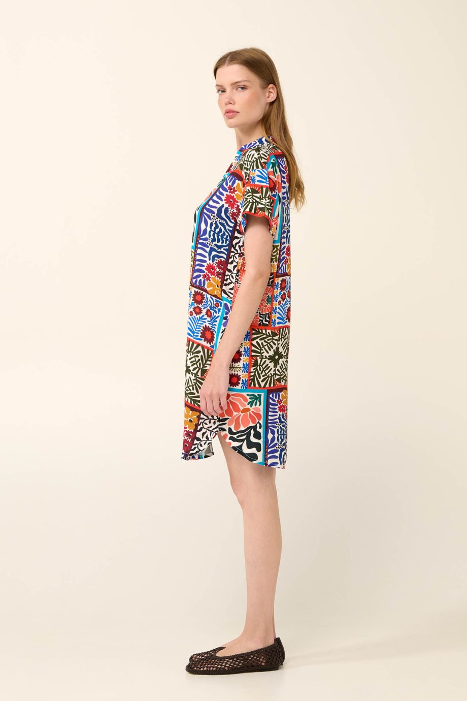 Poplin Summer Dress in Brazilian Tile Mural