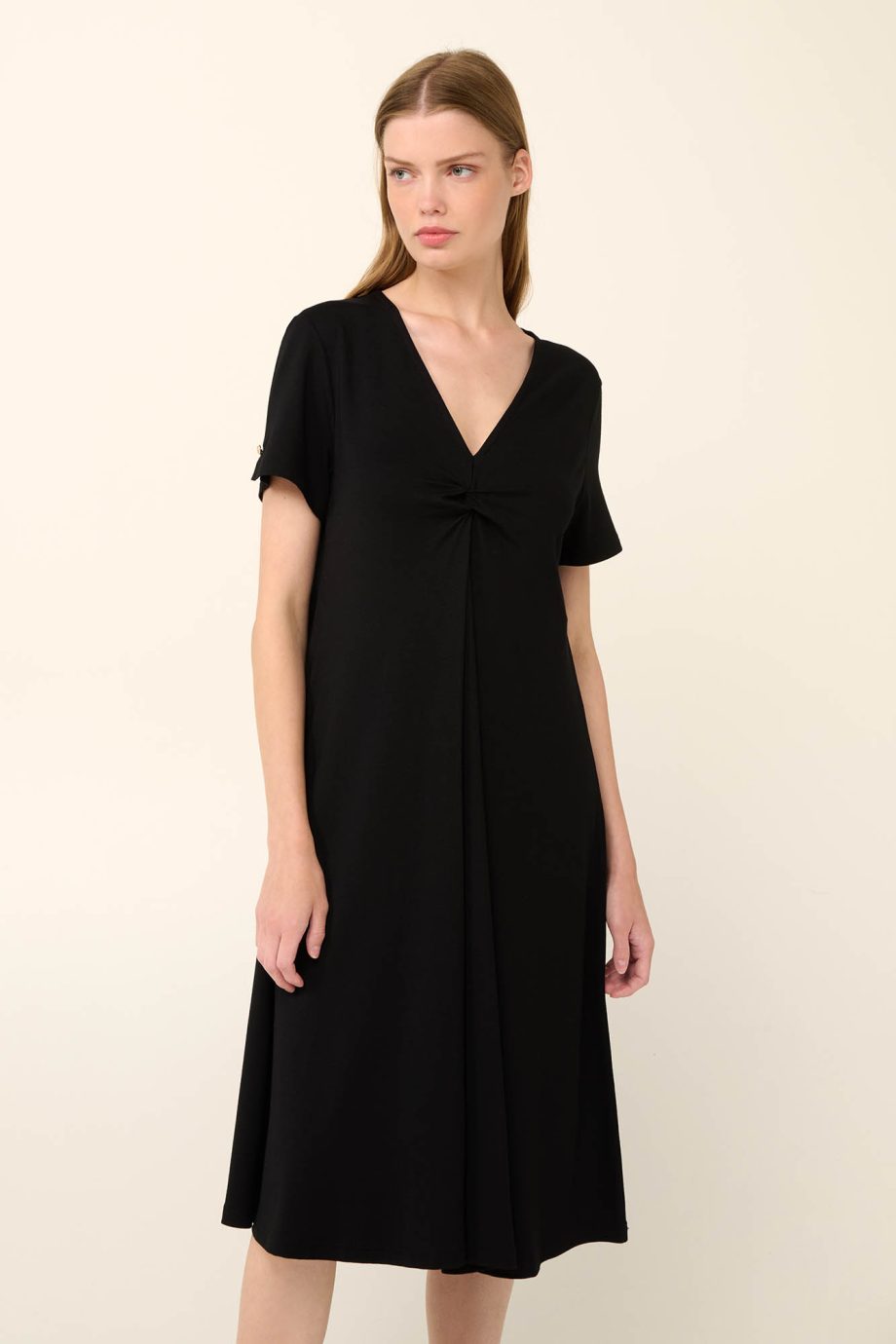 Plain Summer Dress with Pleat