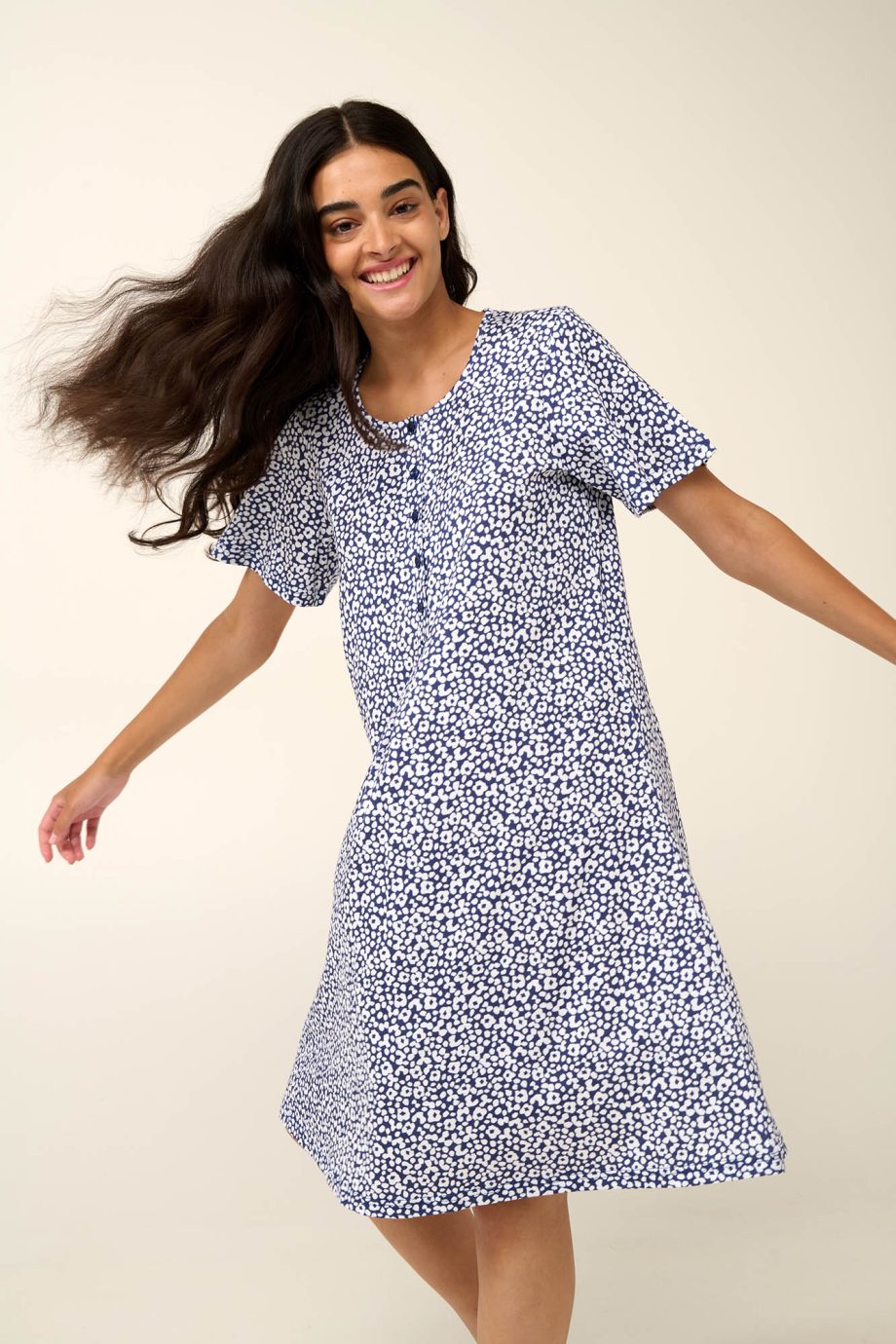 Cotton Nursing and Maternity Nightgown with Short Sleeves