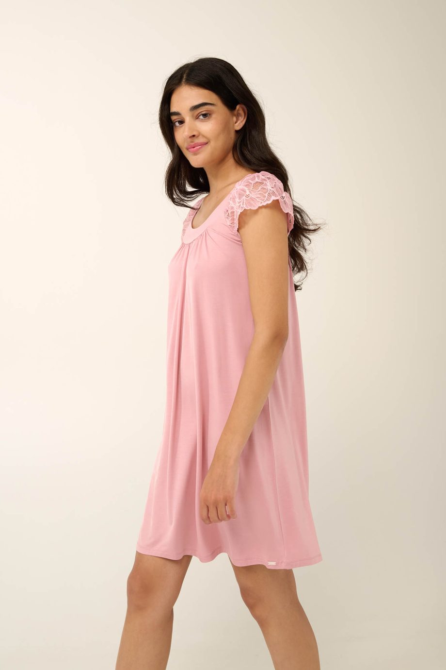 Summer Nightgown with Lace Sleeves