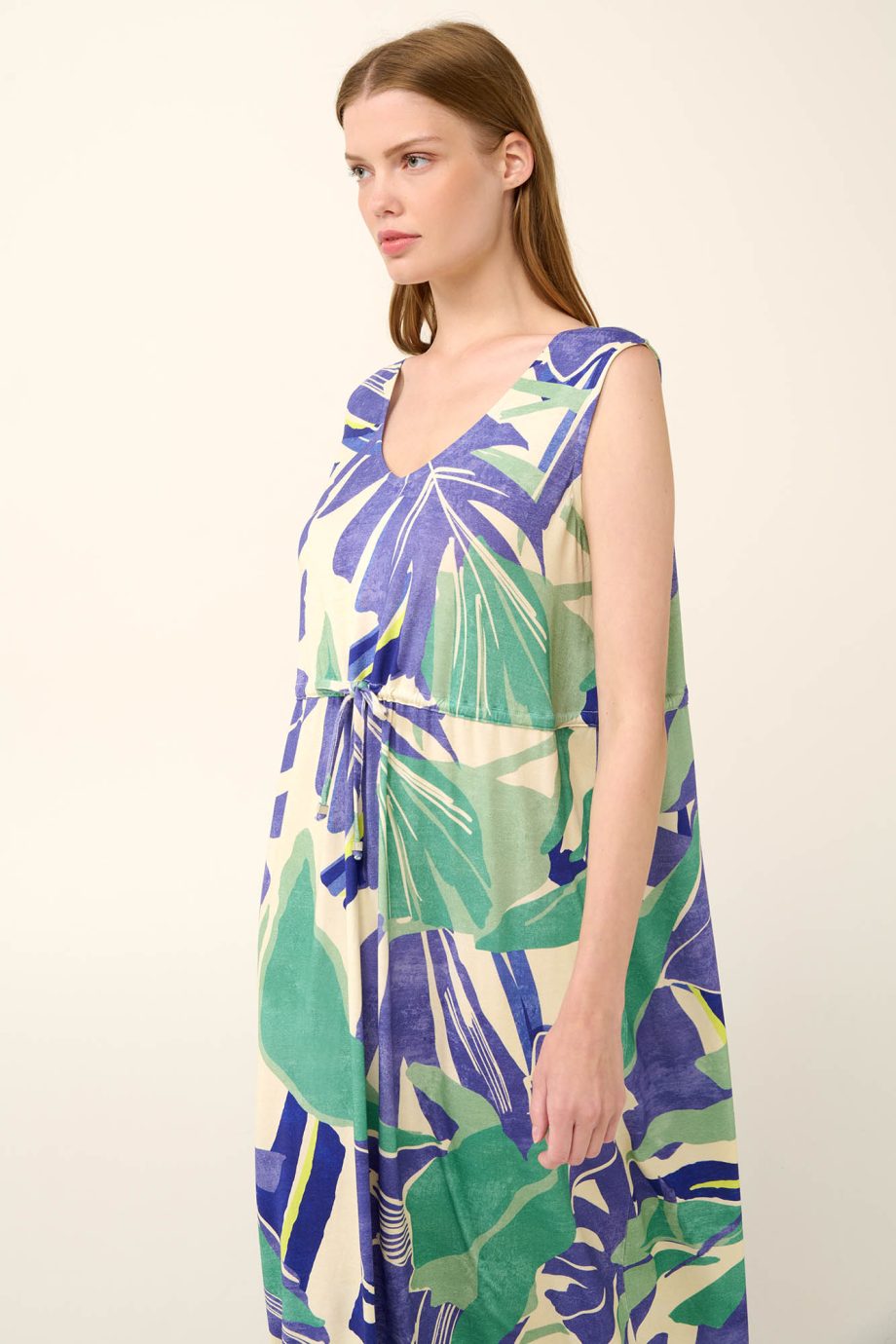 Viscose Maxi Summer Dress in Tropical Floral Print