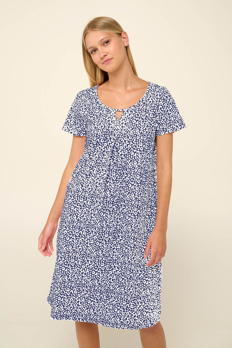 Cotton Summer Nightgown with Pleat