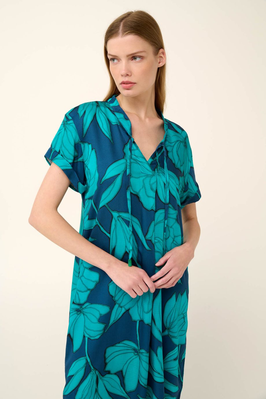 Poplin Summer Dress  with Pleat