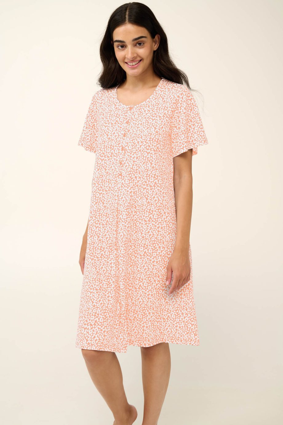 Cotton Nursing and Maternity Nightgown with Short Sleeves