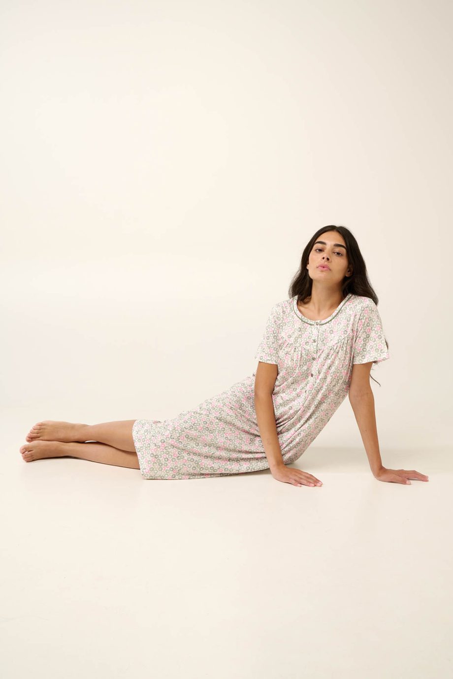 Cotton Nursing and Maternity Nightgown with Ruffles