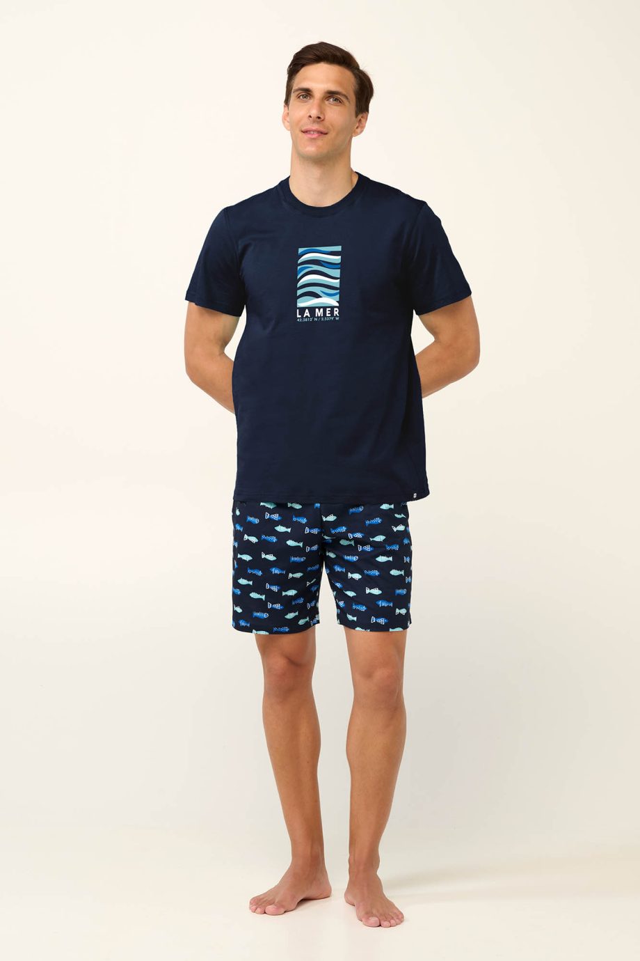 Cotton Men’s Pyjamas with Fish Doodles