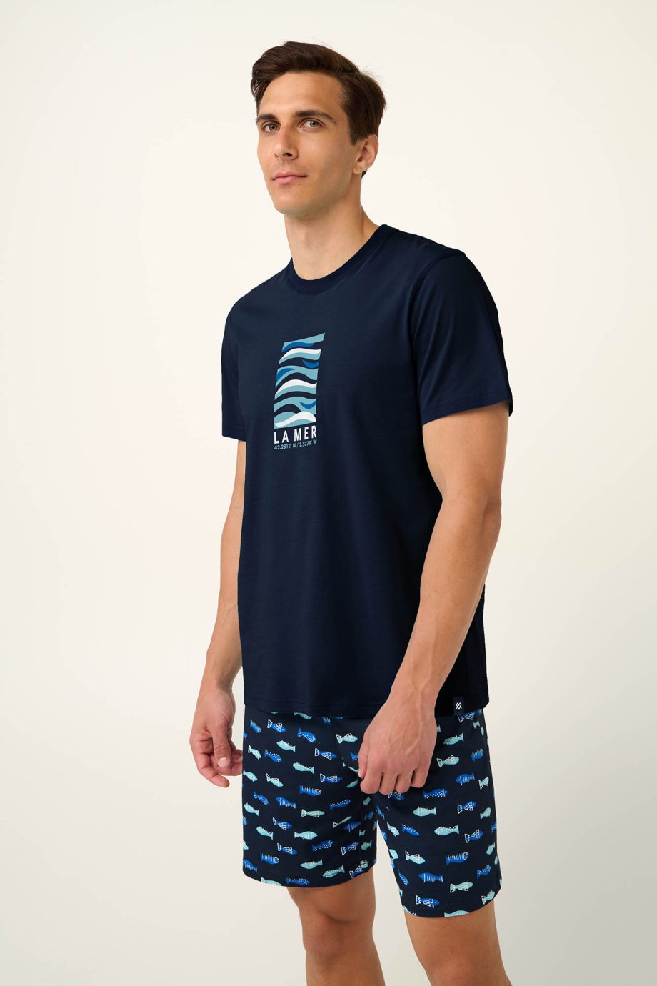 Cotton Men’s Pyjamas with Fish Doodles