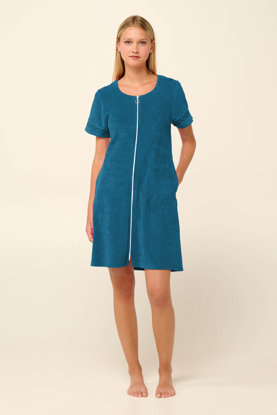 Plain Zipped Frottee Beachdress