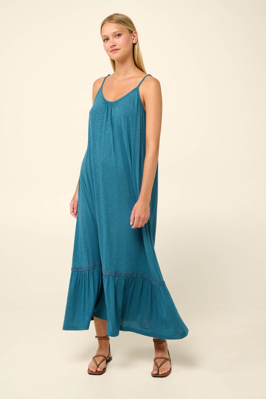 Viscose Textured Plain-Dyed Summer Dress