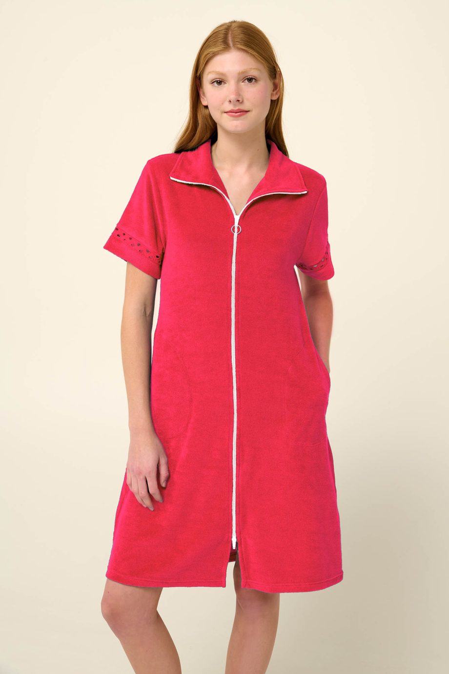 Plain Zipped Frottee Beachdress