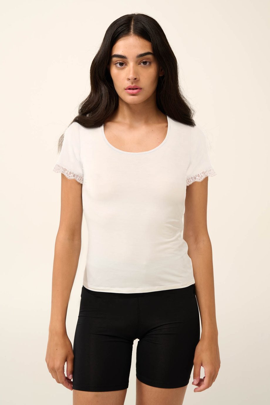 Plain Micromodal T-shirt with Short Sleeves